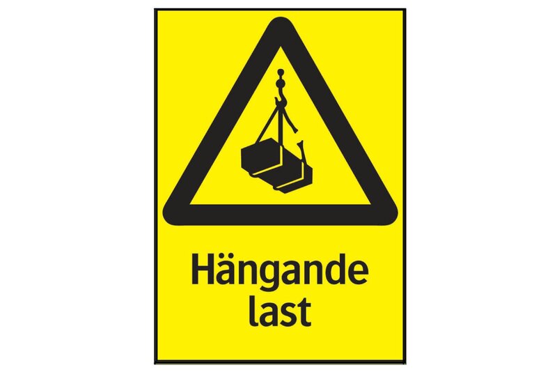 SKYLT 350714 VARNING HÄNGANDE LAST 210X297MM